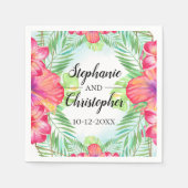 トロピカルハイビスカスフラワーウォータービーチ結婚式 スタンダードカクテルナプキン (正面)