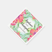 トロピカルハイビスカスフラワーウォータービーチ結婚式 スタンダードカクテルナプキン (角)