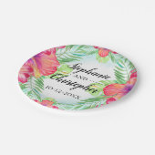 トロピカルハイビスカスフラワーウォータービーチ結婚式 ペーパープレート (アングル)