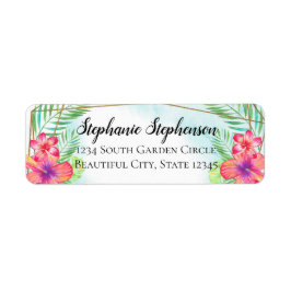 トロピカルハイビスカスフラワーウォータービーチ結婚式 ラベル