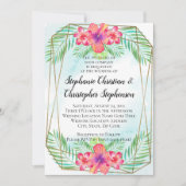 トロピカルハイビスカスフラワーウォータービーチ結婚式 招待状 (正面)