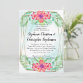 トロピカルハイビスカスフラワーウォータービーチ結婚式 招待状 (スタンド正面)