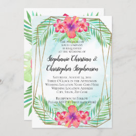 トロピカルハイビスカスフラワーウォータービーチ結婚式 招待状