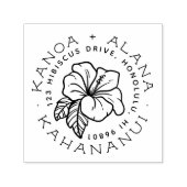 トロピカルハイビスカスフラワーカップル差出人住所 セルフインキングスタンプ (デザイン)