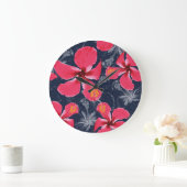 トロピカルハイビスカスフラワーズサマーデザイン ラージ壁時計 (ホーム)