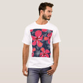 トロピカルハイビスカスフラワーズサマーデザイン Tシャツ (正面フル)