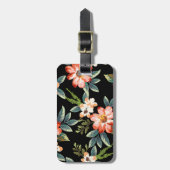 トロピカルハイビスカスフラワートラベルラゲッジタグ ラゲッジタグ (正面縦)