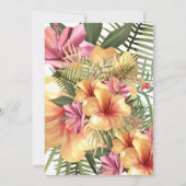 トロピカルハイビスカスフローライエローピンク金ゴールド誕生日 招待状 (裏面)
