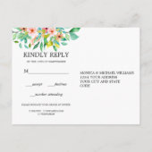 トロピカルハイビスカスフローラ結婚式RSVP食事の選択 インビテーションポストカード (裏面)