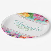 トロピカルハイビスカスブライダルシャワー ペーパープレート (アングル)