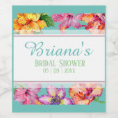 トロピカルハイビスカスブライダルシャワー ワインラベル (シングルラベル)