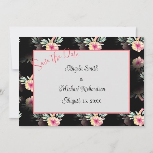 トロピカルハイビスカスブラックフォトセーブ セーブザデート (裏面)