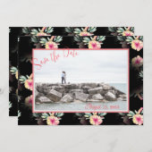 トロピカルハイビスカスブラックフォトセーブ セーブザデート (正面/裏面)