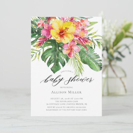 トロピカルハイビスカスベビーシャワー招待状 招待状 (スタンド正面)