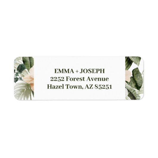 トロピカルハイビスカスボホパステル差出人住所ラベル ラベル (正面)