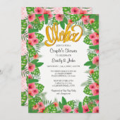 トロピカルハイビスカスルアウ（ハワイ式宴会）カップルのシャワー招待状 招待状 (正面/裏面)