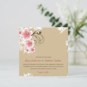 トロピカルハイビスカスルアウ（ハワイ式宴会）ピンクビーチ結婚式招待状 招待状 (スタンド正面)