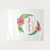 トロピカルハイビスカスルアウ(ハワイ式宴会)ベビーシャワー背景 タペストリー (正面(横))