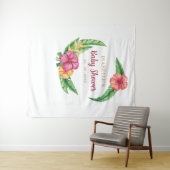 トロピカルハイビスカスルアウ(ハワイ式宴会)ベビーシャワー背景 タペストリー (インサイチュ(横))