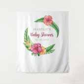 トロピカルハイビスカスルアウ(ハワイ式宴会)ベビーシャワー背景 タペストリー (正面)