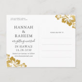 トロピカルハイビスカス救ビーチ結婚式デイトカード 案内ポストカード (裏面)