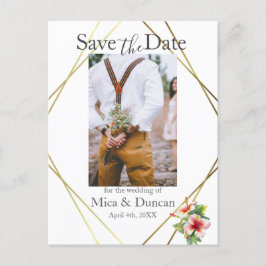 トロピカルハイビスカス日付写真QRコードを保存 ポストカード