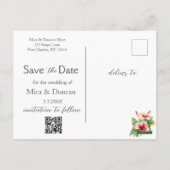 トロピカルハイビスカス日付写真QRコードを保存 ポストカード (裏面)