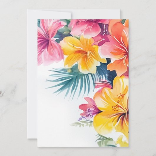 トロピカルハイビスカス海ビーチ先結婚式 招待状 (裏面)