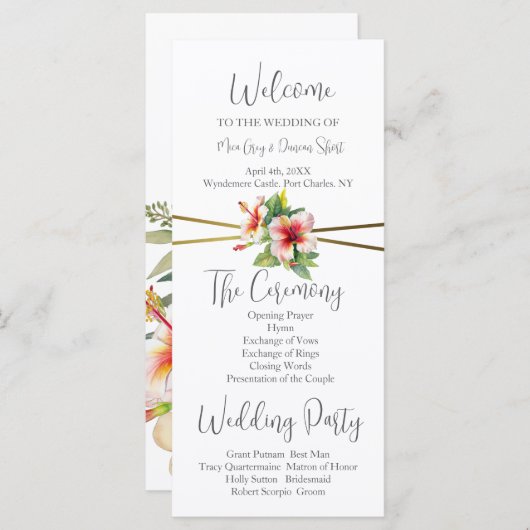 トロピカルハイビスカス結婚式 プログラム (正面/裏面)