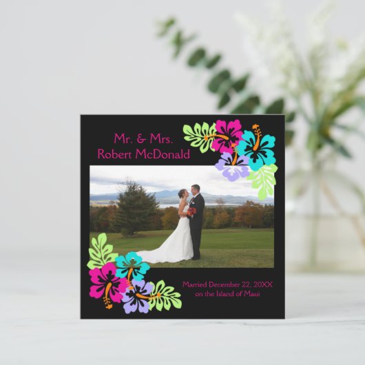 トロピカルハイビスカス結婚 – スクエア発表 招待状 (スタンド正面)