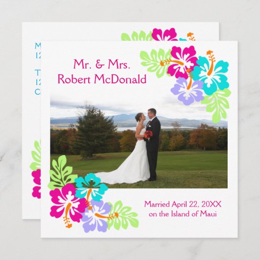 トロピカルハイビスカス結婚- Squreの発表 招待状 (正面/裏面)