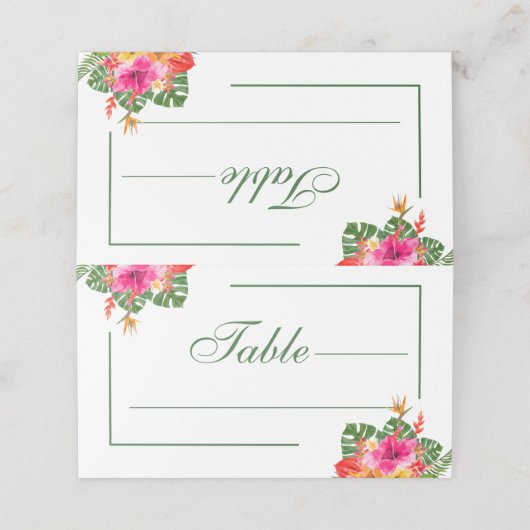 トロピカルハイビスカス葉フローラパーム結婚ズ プレイスカード (外部開封)