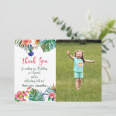 トロピカルハイビスカス誕生日写真サンキューカード サンキューカード (スタンド正面)