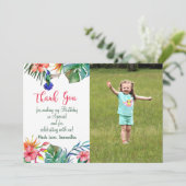 トロピカルハイビスカス誕生日写真サンキューカード サンキューカード (スタンド正面)