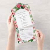 トロピカルハイビスカス アーチ ウェディング オールインワン招待状 (貼ってはがせる)