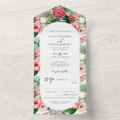 トロピカルハイビスカス アーチ ウェディング オールインワン招待状 (内側)