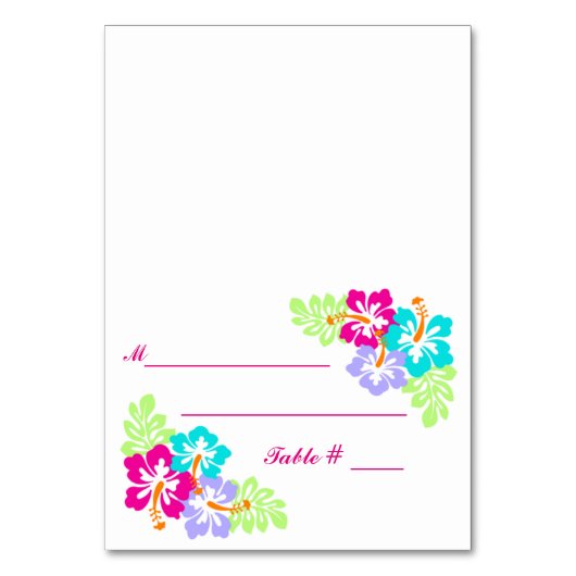 トロピカルハイビスカス – エスコートカード テーブルナンバー (正面)