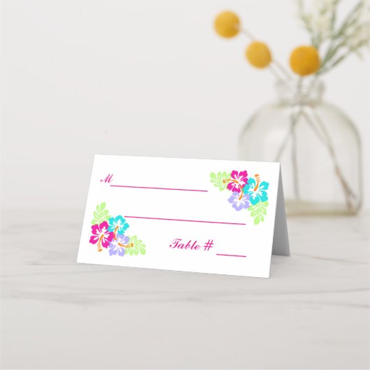 トロピカルハイビスカス – エスコートカード プレイスカード (正面)