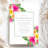 トロピカルハイビスカス フローラル パームリーフ ウェディング 招待状