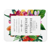 トロピカルハイビスカス、プルメリア&パーム |日付の保存 マグネット (横)