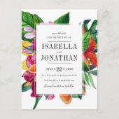 トロピカルハイビスカス、プルメリア&パーム |日付の保存 案内ポストカード (正面)