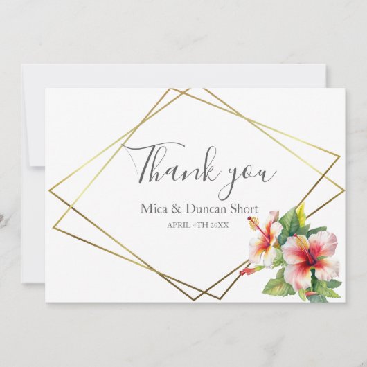 トロピカルハイビスカス ワイルドフラワー ウェディング サンクス サンキューカード (正面)