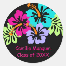トロピカルハイビスカス – 卒業サークルシール ラウンドシール