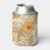 トロピカルハイビスカス：手描きパターン。 缶クーラー (缶正面)