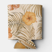 トロピカルハイビスカス：手描きパターン。 缶クーラー (裏面)