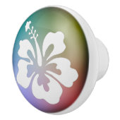 トロピカルハイビスカス 虹色 海 オーシャンビーチ 飾り セラミックノブ (右)