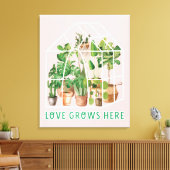 トロピカルハウスプラントグリーンオン キャンバスプリント (インサイチュ (リビング))