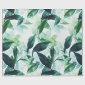 トロピカルハウスプラントリーフウォーター色 ラッピングペーパー (フラット)