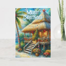 トロピカルハットのクリスマスパームツリービーチライト シーズンカード