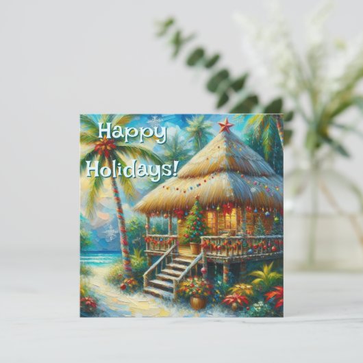トロピカルハットクリスマスパームツリービーチライト シーズンカード (スタンド正面)